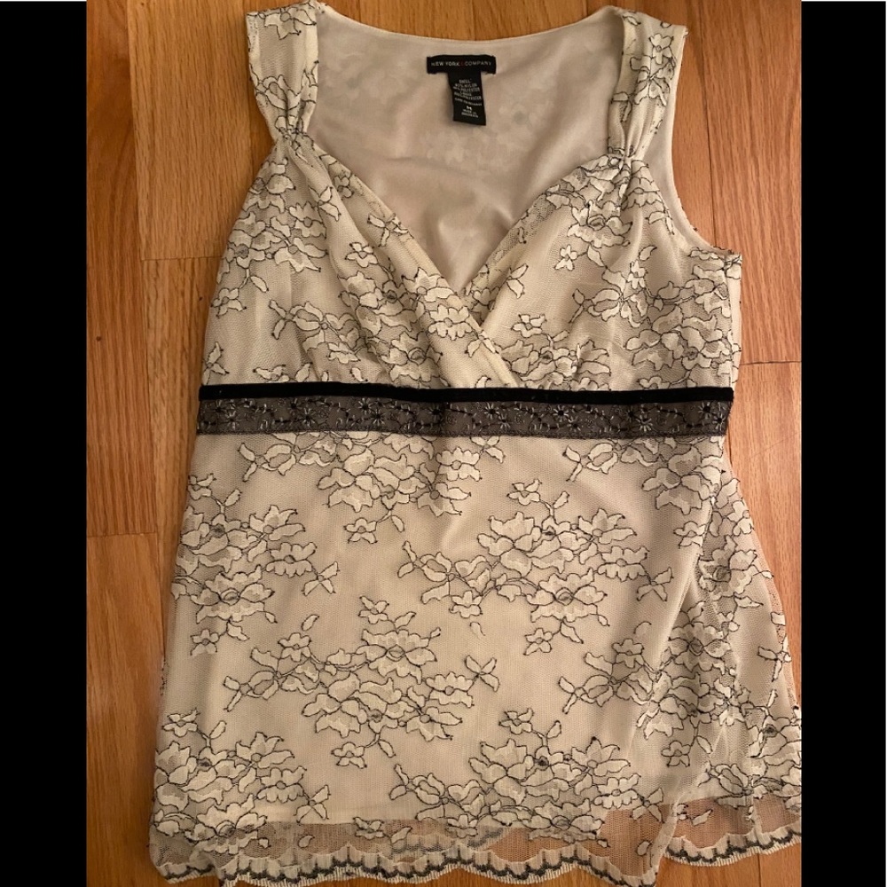 New York & Company lace & beaded dress top Medium